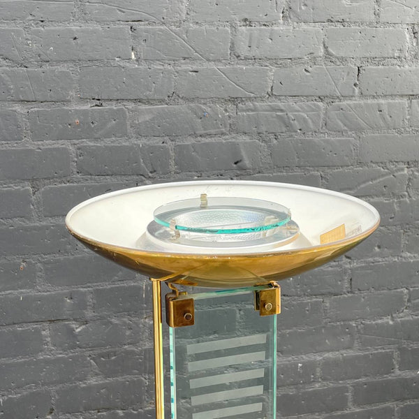 Mid-Century Modern Brass & Glass Torchier Floor Lamp, c.1970’s