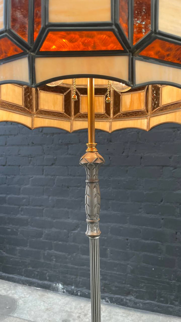 Antique Art Deco Style Floor Lamp with Tiffany Style Shade, c.1940’s