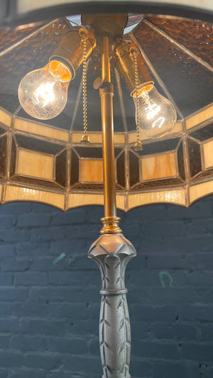Antique Art Deco Style Floor Lamp with Tiffany Style Shade, c.1940’s