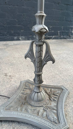 Antique Art Deco Style Floor Lamp with Tiffany Style Shade, c.1940’s