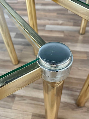 Set of 3 Mid-Century Hollywood Regency Brass Side Tables, c.1970’s