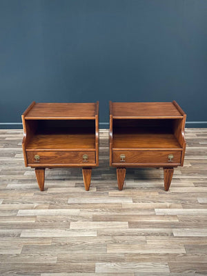 Pair of Mid-Century Modern Sculpted Night Stands by Stanley, c.1960’s