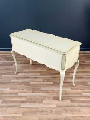 Vintage French Provincial Style Vanity Desk with Mirror & Ottoman, c.1960’s