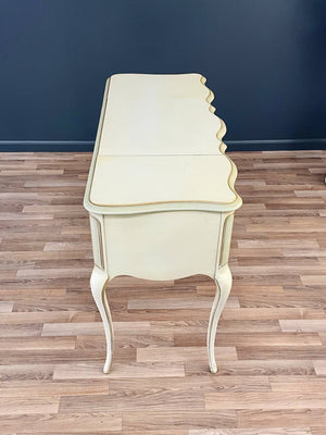 Vintage French Provincial Style Vanity Desk with Mirror & Ottoman, c.1960’s