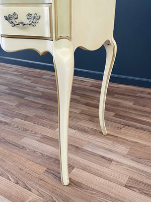 Vintage French Provincial Style Vanity Desk with Mirror & Ottoman, c.1960’s