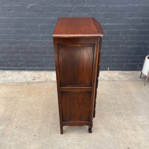 French Provincial Style Highboy Dresser with Carved Details