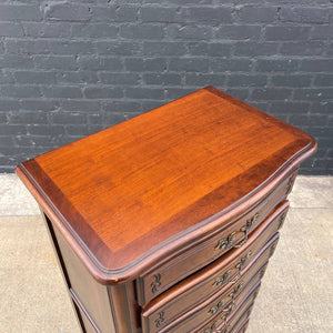 French Provincial Style Highboy Dresser with Carved Details