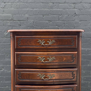 French Provincial Style Highboy Dresser with Carved Details