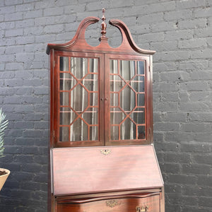 American Antique Federal Style Mahogany display Cabinet and Drop-Down Desk, c.1950’s