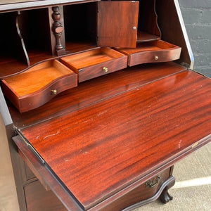 American Antique Federal Style Mahogany display Cabinet and Drop-Down Desk, c.1950’s