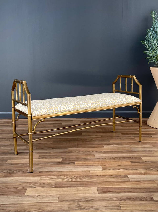 Italian Neoclassical Brass Faux Bamboo Bench, c.1960’s