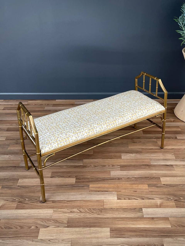 Italian Neoclassical Brass Faux Bamboo Bench, c.1960’s