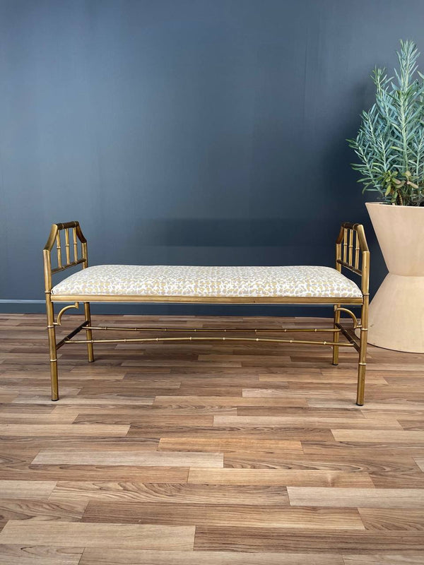 Italian Neoclassical Brass Faux Bamboo Bench, c.1960’s