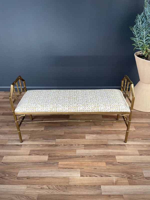 Italian Neoclassical Brass Faux Bamboo Bench, c.1960’s