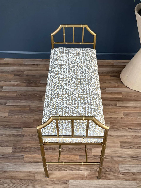 Italian Neoclassical Brass Faux Bamboo Bench, c.1960’s