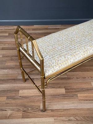 Italian Neoclassical Brass Faux Bamboo Bench, c.1960’s