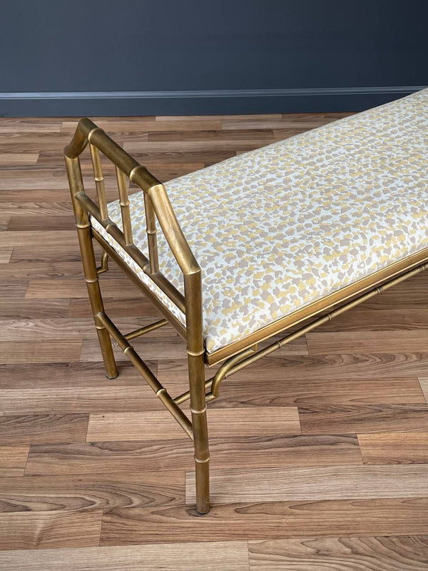 Italian Neoclassical Brass Faux Bamboo Bench, c.1960’s