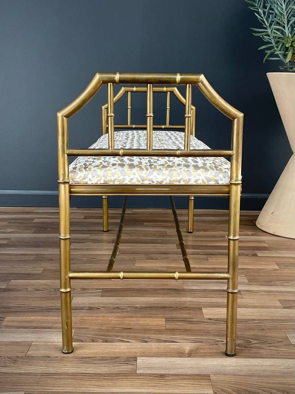 Italian Neoclassical Brass Faux Bamboo Bench, c.1960’s