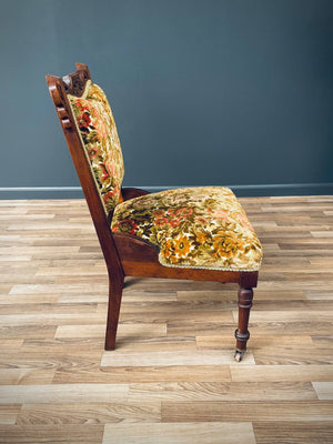 Eastlake American Antique Carved Walnut Side Chair, c.1930’s