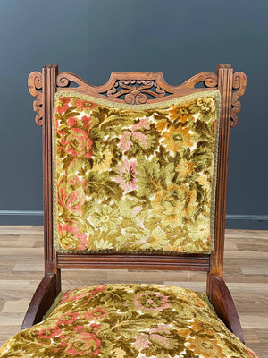 Eastlake American Antique Carved Walnut Side Chair, c.1930’s