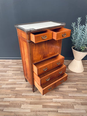 French Louis XVI-Style Secretary Desk with Marble Top, c.1930’s