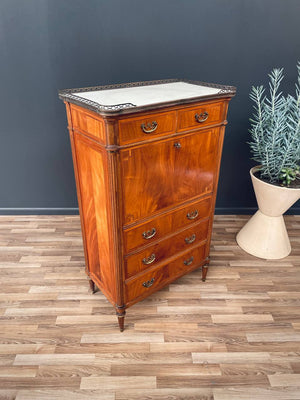 French Louis XVI-Style Secretary Desk with Marble Top, c.1930’s