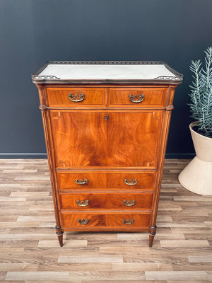French Louis XVI-Style Secretary Desk with Marble Top, c.1930’s