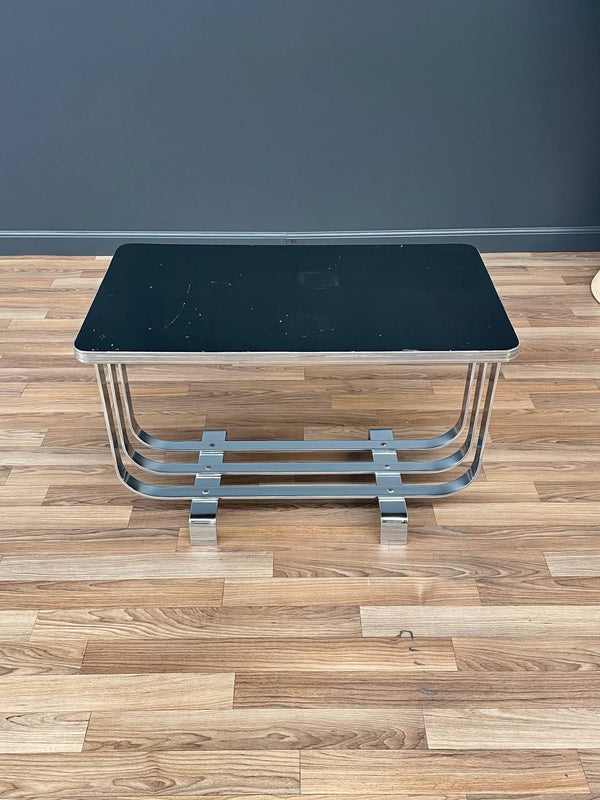 Art Deco Bauhaus Style Lacquer & Chrome Side Table, c.1940’s