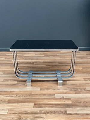 Art Deco Bauhaus Style Lacquer & Chrome Side Table, c.1940’s