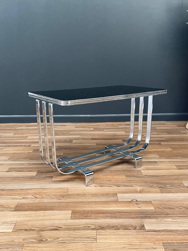 Art Deco Bauhaus Style Lacquer & Chrome Side Table, c.1940’s
