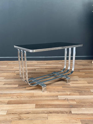 Art Deco Bauhaus Style Lacquer & Chrome Side Table, c.1940’s