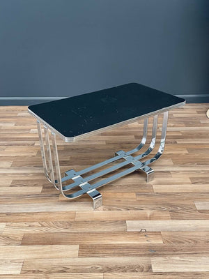 Art Deco Bauhaus Style Lacquer & Chrome Side Table, c.1940’s