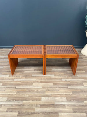 Pair of Danish Modern Teak & Glass Side Tables by Komfort, c.1970’s