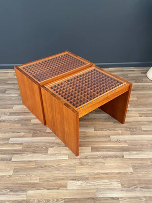 Pair of Danish Modern Teak & Glass Side Tables by Komfort, c.1970’s