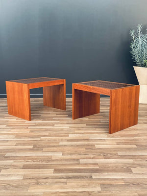 Pair of Danish Modern Teak & Glass Side Tables by Komfort, c.1970’s