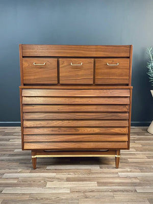 Mid-Century Modern Walnut Highboy Dresser by Merton Gershun, c.1950’s