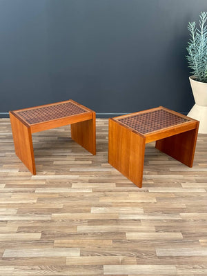 Pair of Danish Modern Teak & Glass Side Tables by Komfort, c.1970’s