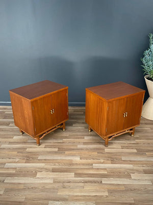 Pair of Mid-Century Modern Night Stands with Brass Accents, c.1950’s