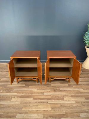 Pair of Mid-Century Modern Night Stands with Brass Accents, c.1950’s