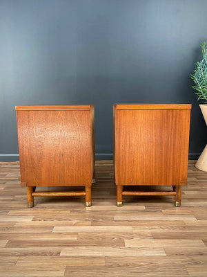 Pair of Mid-Century Modern Night Stands with Brass Accents, c.1950’s
