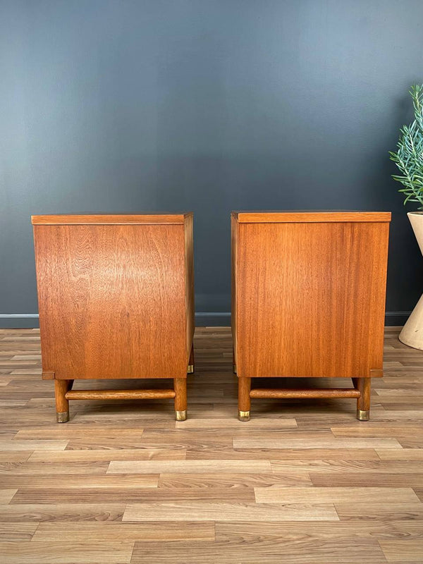 Pair of Mid-Century Modern Night Stands with Brass Accents, c.1950’s