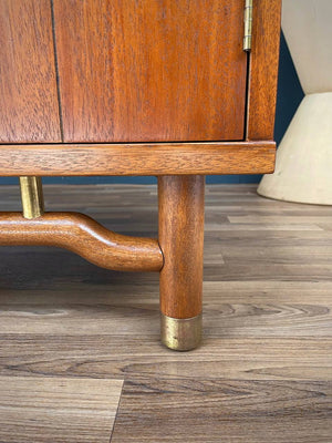 Pair of Mid-Century Modern Night Stands with Brass Accents, c.1950’s
