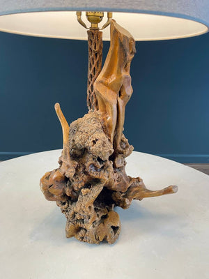 Vintage Farmhouse Live Edge Burl Wood Table Lamp, c.1960’s