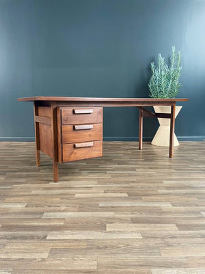 Mid-Century Modern Sculpted Walnut Executive Desk by Jens Risom, c.1960’s