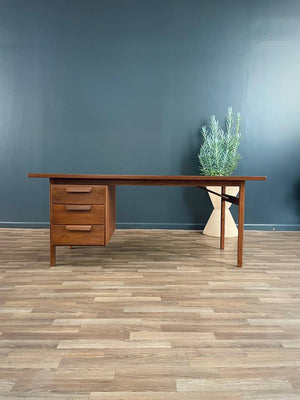 Mid-Century Modern Sculpted Walnut Executive Desk by Jens Risom, c.1960’s