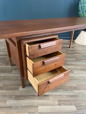 Mid-Century Modern Sculpted Walnut Executive Desk by Jens Risom, c.1960’s