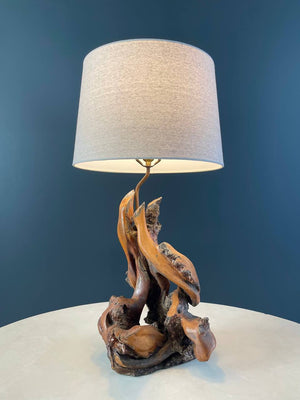 Vintage Farmhouse Live Edge Root Table Lamp, c.1960’s