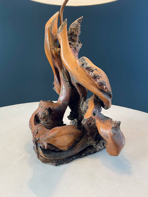 Vintage Farmhouse Live Edge Root Table Lamp, c.1960’s
