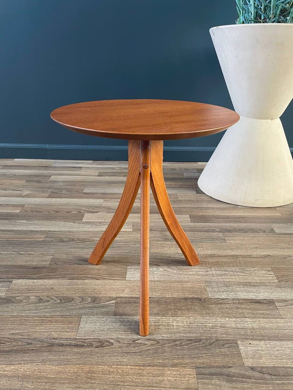 Mid-Century Danish Modern Sculpted Teak Tripod Leg Side Table, c.1970’s