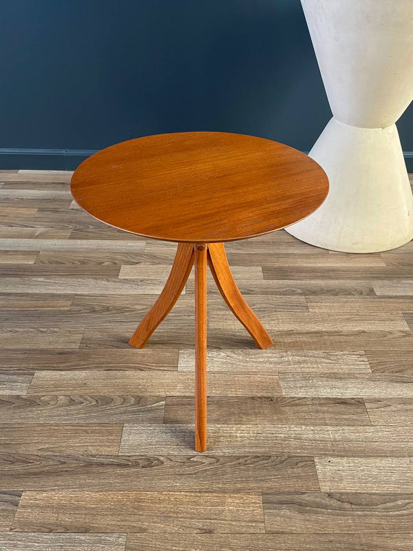 Mid-Century Danish Modern Sculpted Teak Tripod Leg Side Table, c.1970’s